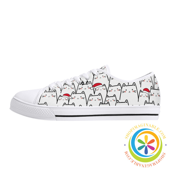 Holiday Cats Ladies Low Top Canvas Shoes
