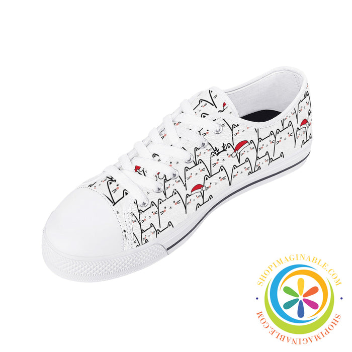 Holiday Cats Ladies Low Top Canvas Shoes