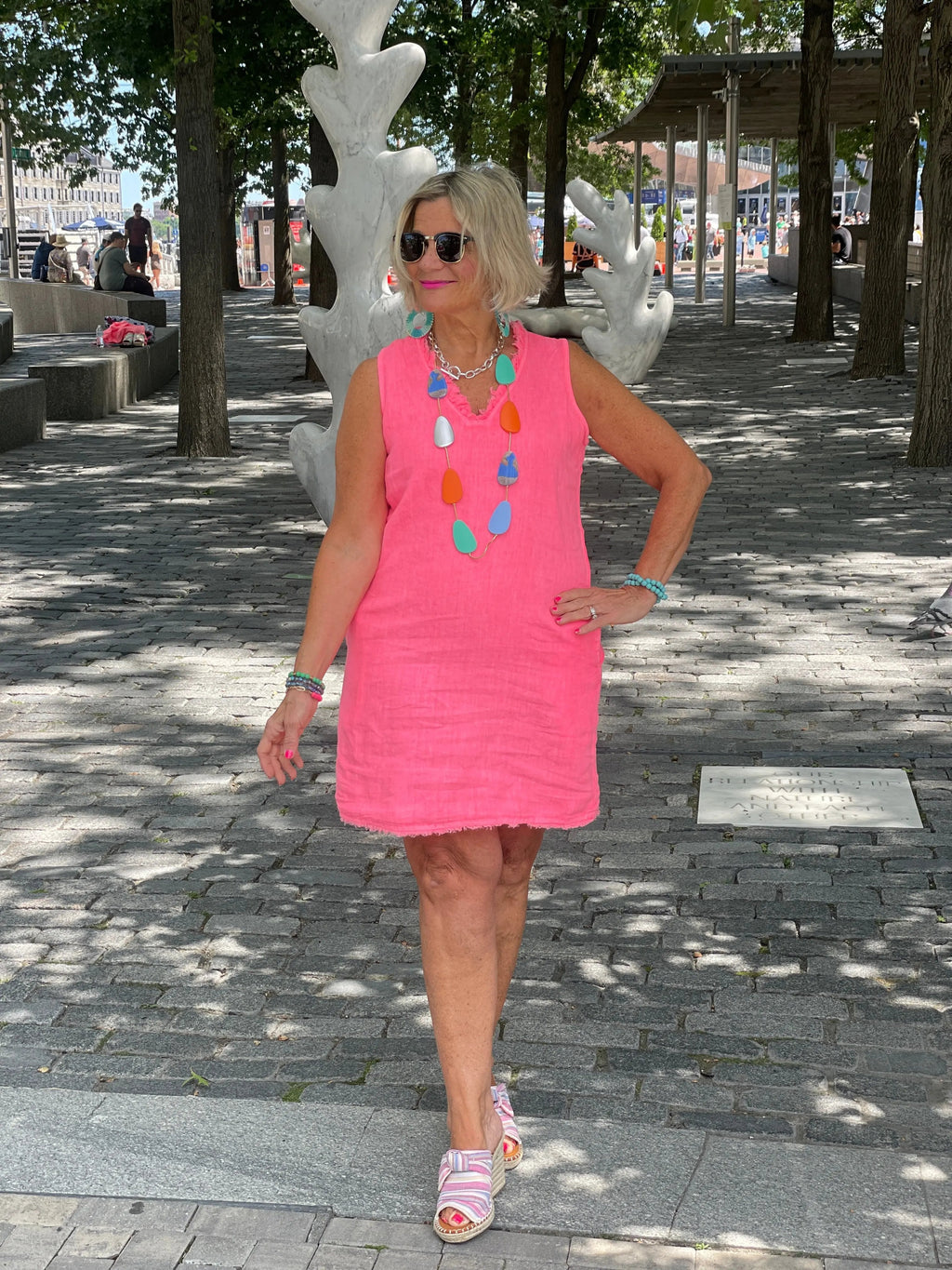 LULU-B CORAL LINEN DRESS