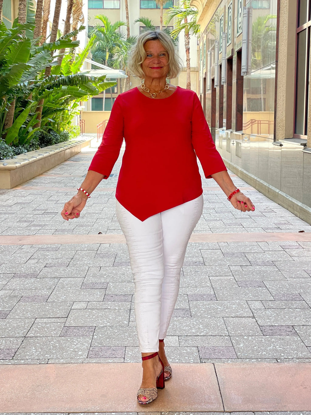 CRIMSON RED ASYMMETICAL TOP