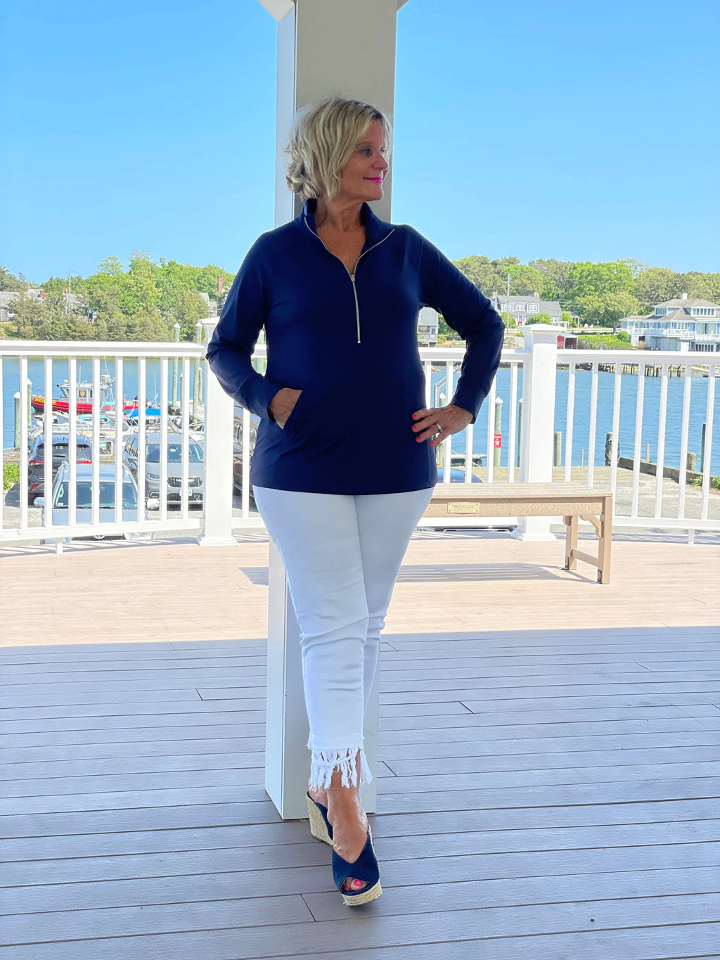 LULU-B KANGAROO NAVY HALF ZIPPER