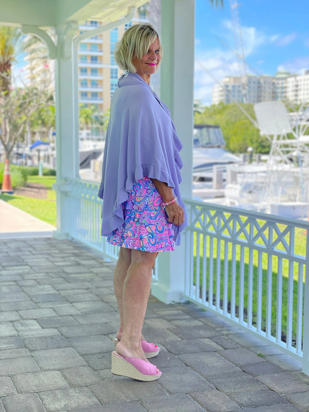 CAROLINA PAISLEY LAYERED RUFFLE DRESS