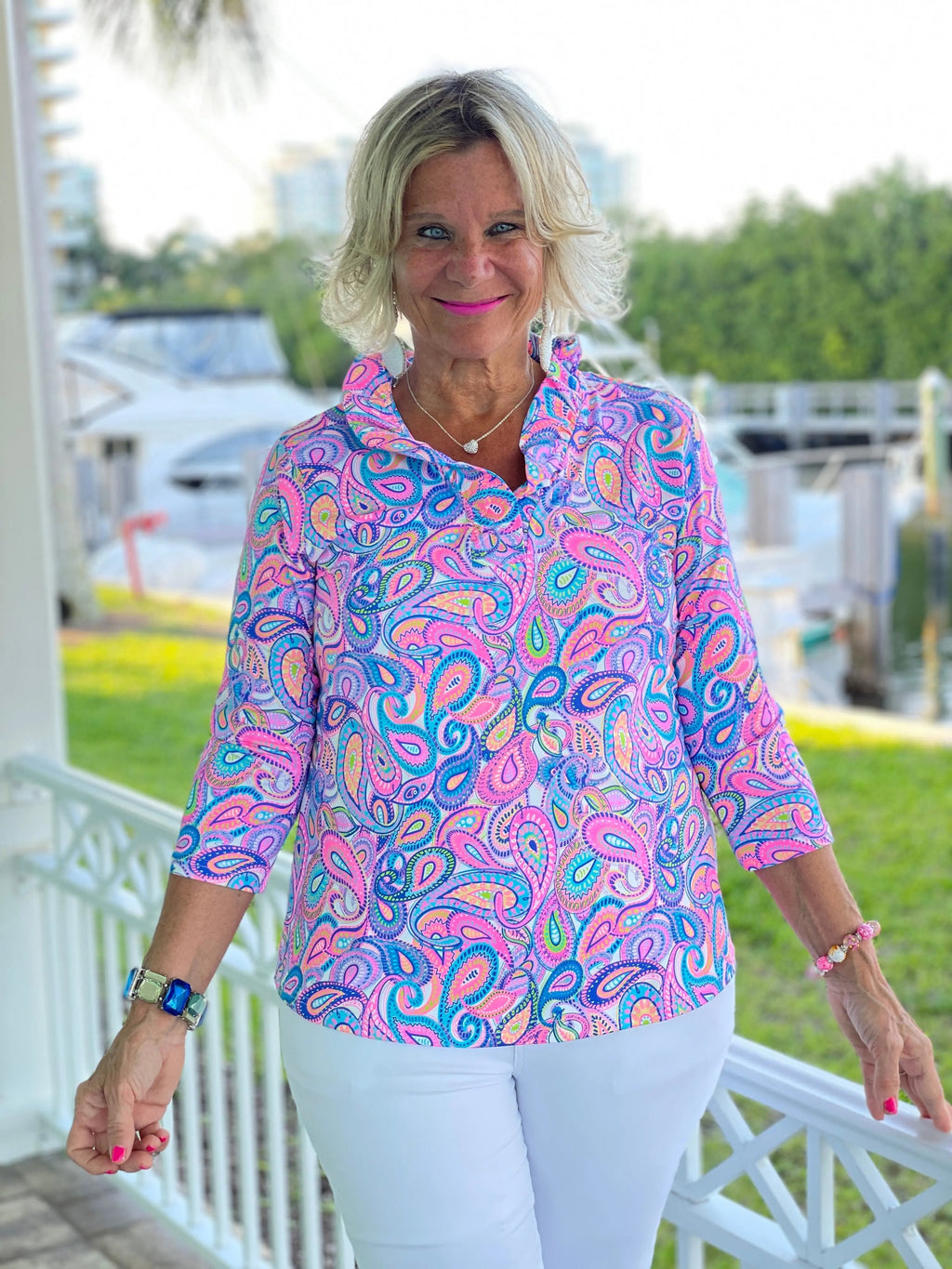 CAROLINA PAISLEY RUFFLE TOP