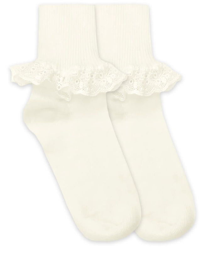 Ivory Chantilly Lace Trim Socks