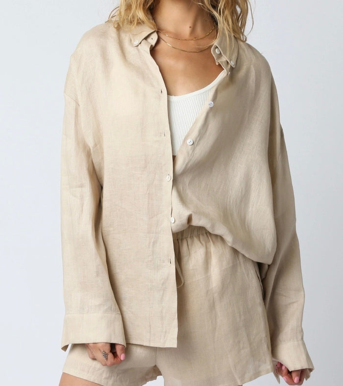 Jada Linen Shirt- Natural