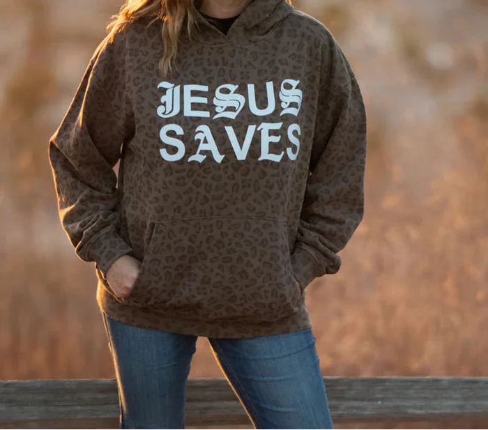 Jesus Saves Leopard Hoodie