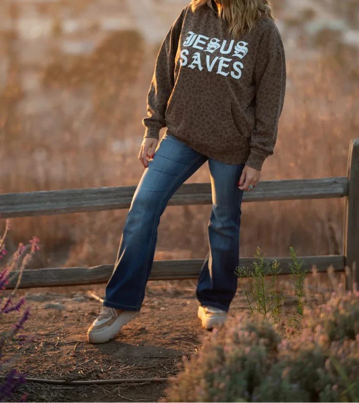 Jesus Saves Leopard Hoodie