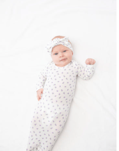 Knotted Infant Gown - Lilac Buds Goosies Baby