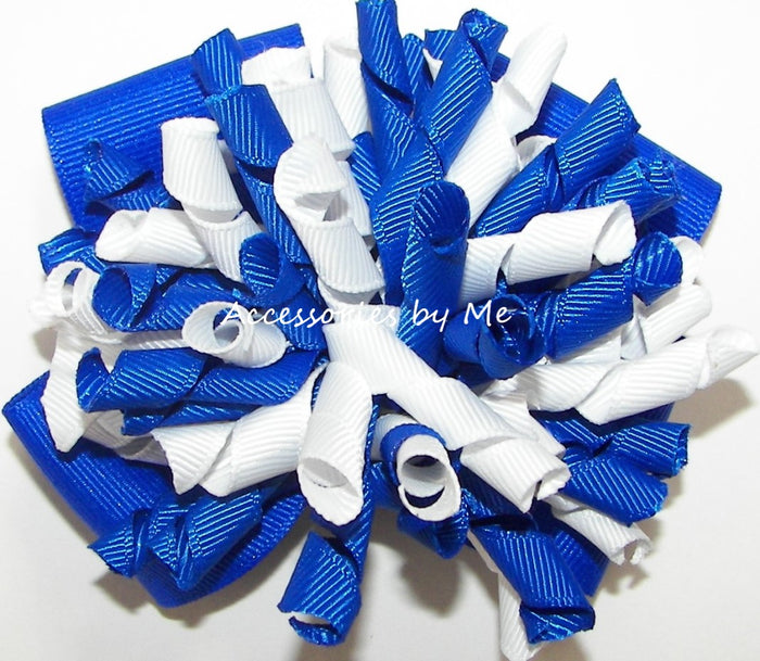 Korker Electric Royal Blue White Cheer Bow