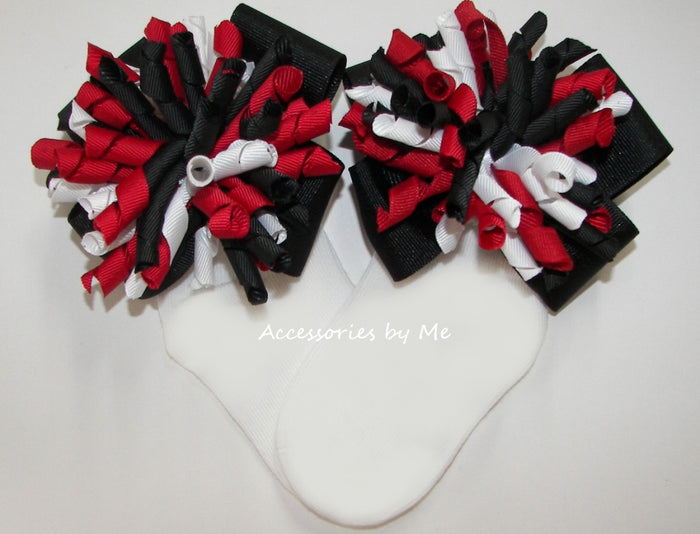 Korkers Red White Black Cheer Bow Socks