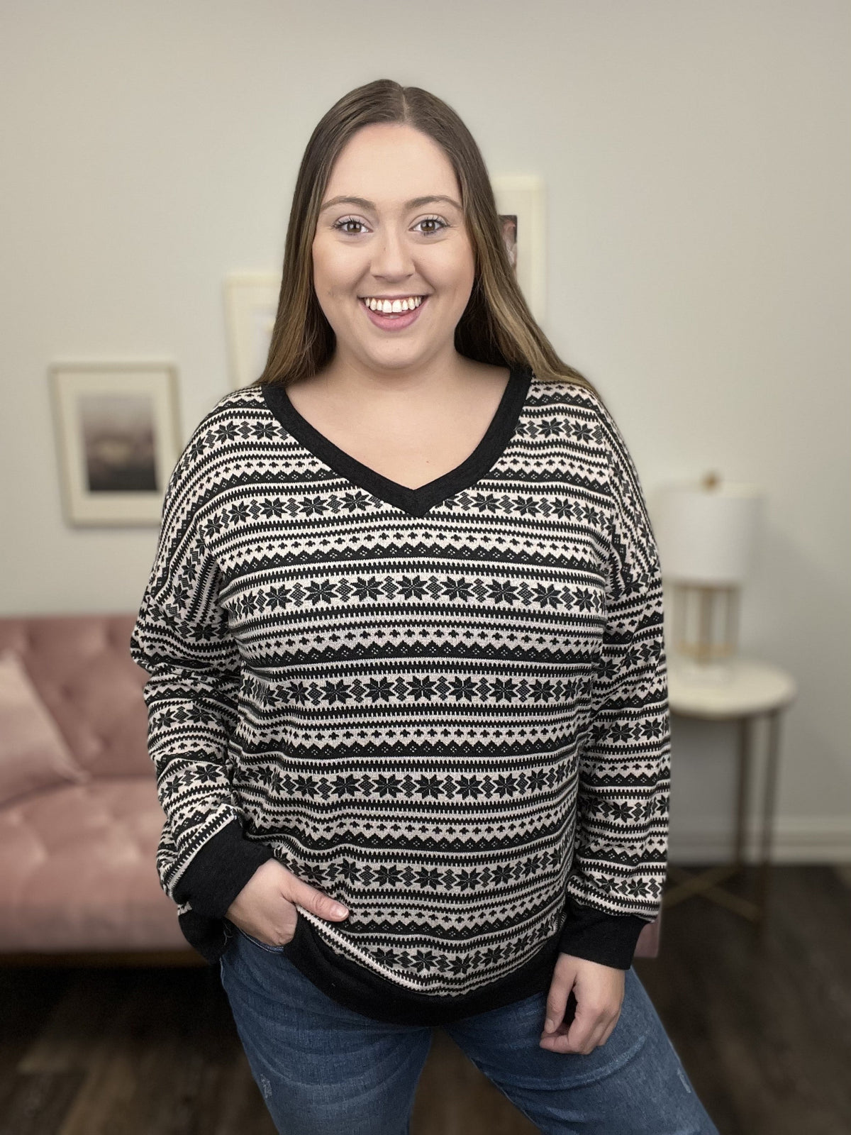 Never Stop Exploring Women's Patterned Long Sleeve Top