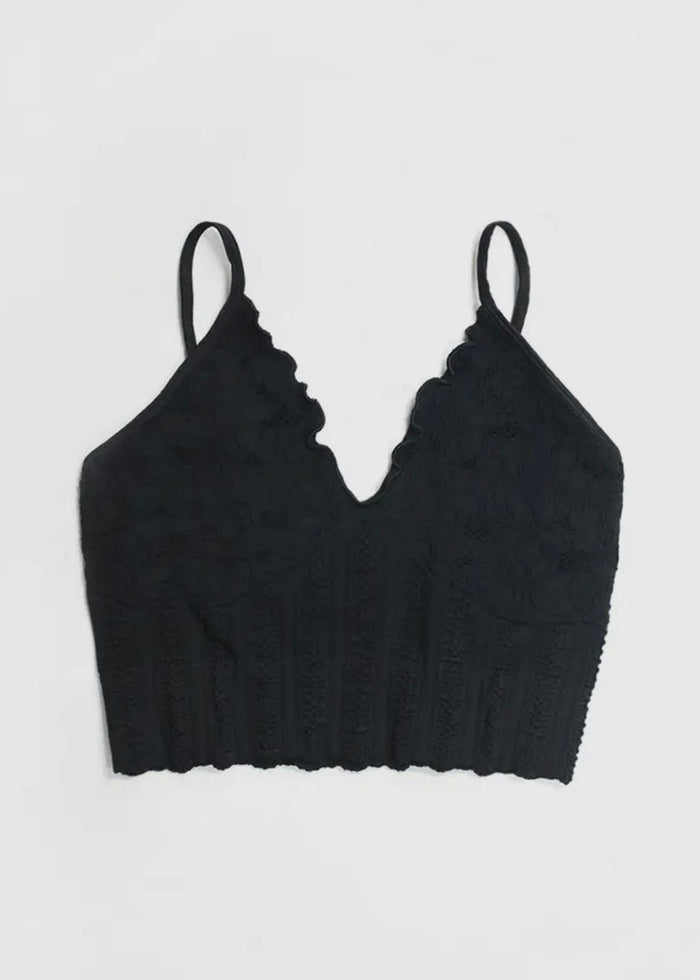 Lace Textured Bralette Black NIKIBIKI Tank
