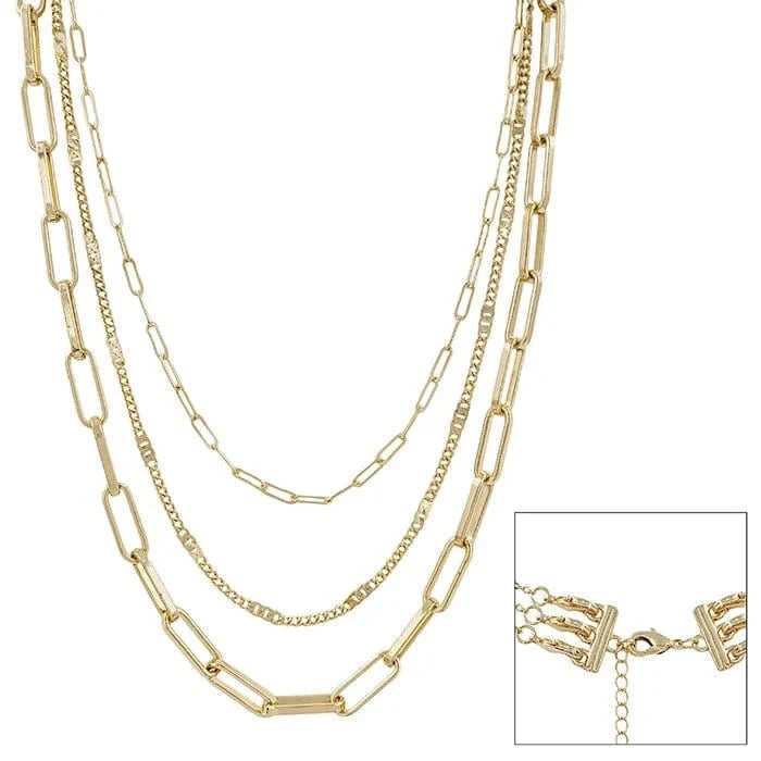 Necklace Gold Triple Layer 16”-20” What’s Hot Necklace