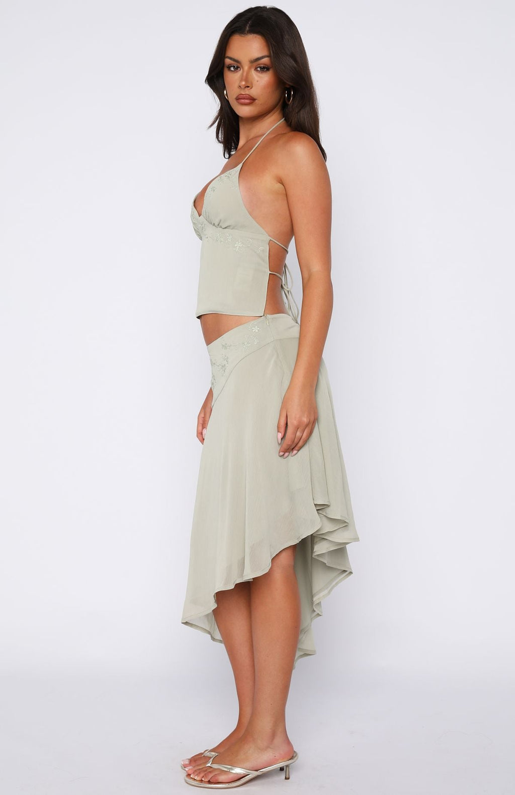 Hidden Grace Midi Skirt Sage