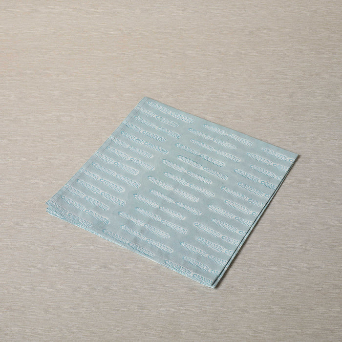 Pale blue block print napkin