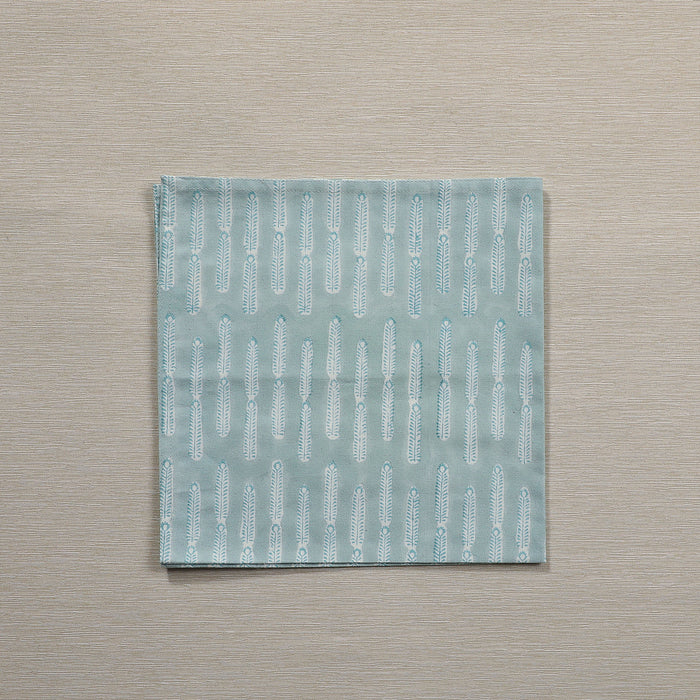 Pale blue block print napkin