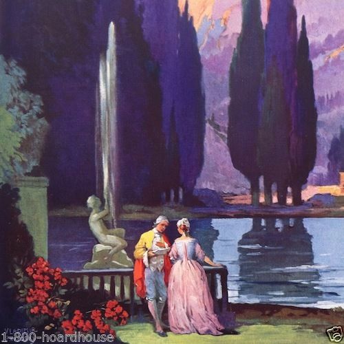 PARIS LOVERS IN GARDEN Art Deco Print 1920s
