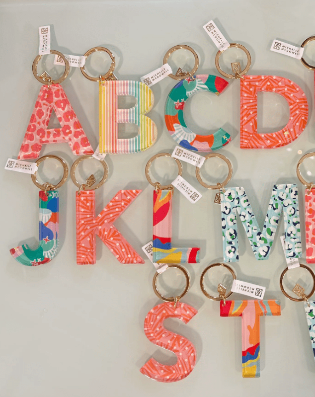 Patterned Initial Key Ring MAry Square