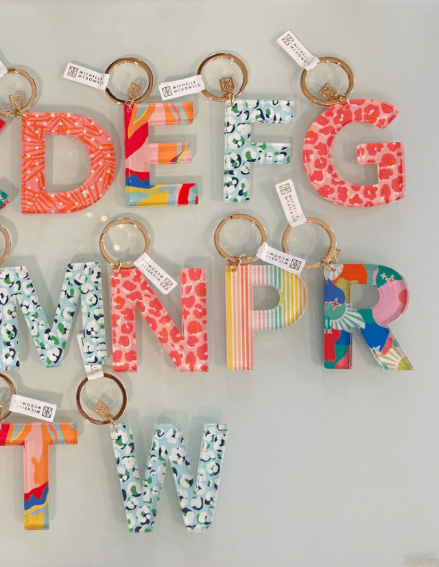 Patterned Initial Key Ring MAry Square