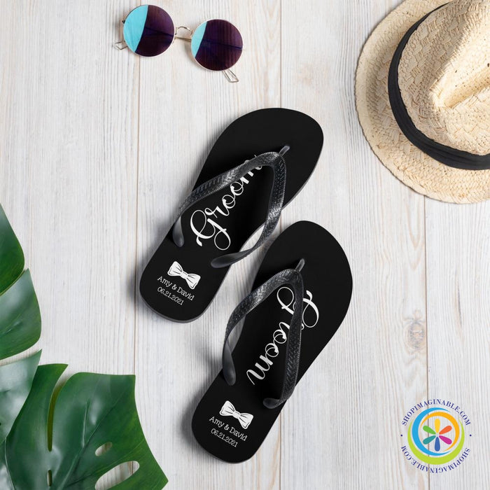 Personalized Groom Beach Wedding Flip-Flops-ShopImaginable.com