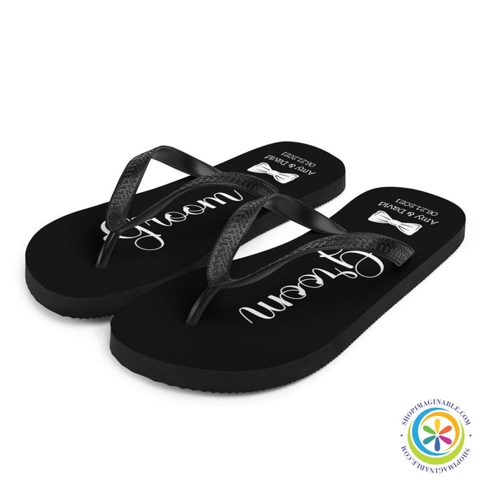 Personalized Groom Beach Wedding Flip-Flops-ShopImaginable.com