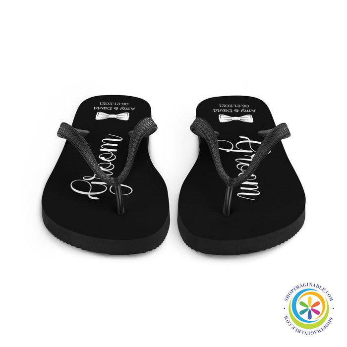 Personalized Groom Beach Wedding Flip-Flops-ShopImaginable.com