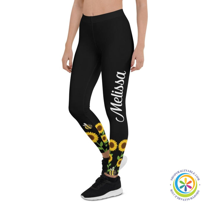 Personalized Vibrant Sunflower Leggings-ShopImaginable.com