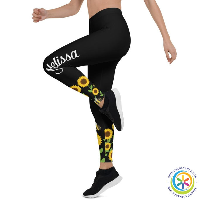 Personalized Vibrant Sunflower Leggings-ShopImaginable.com