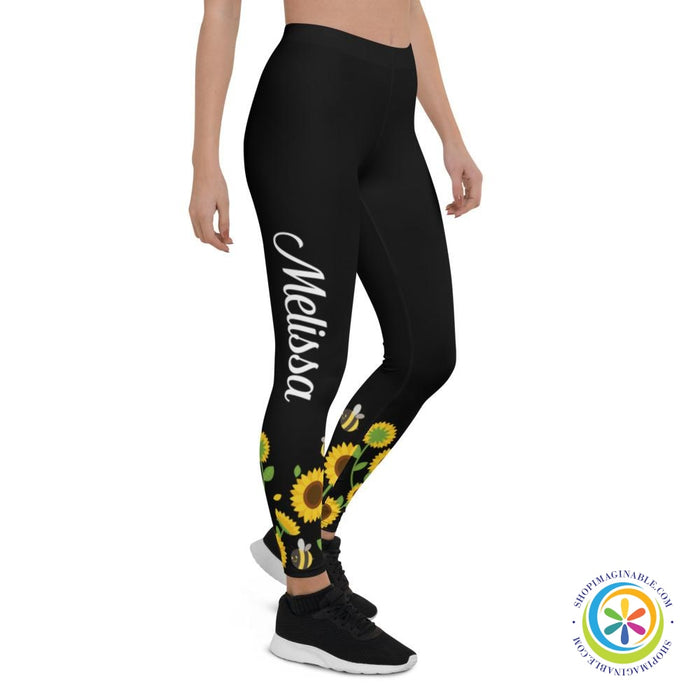 Personalized Vibrant Sunflower Leggings-ShopImaginable.com