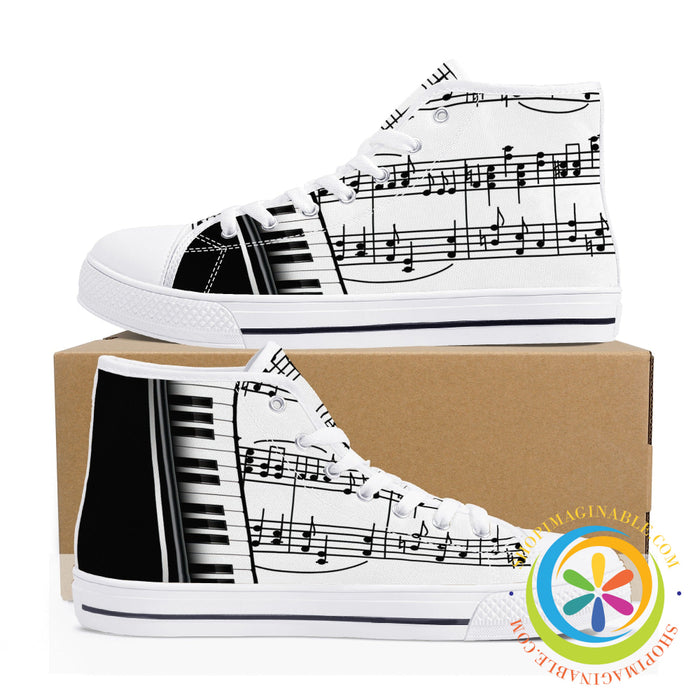 Piano Passion Ladies High Top Canvas Shoes