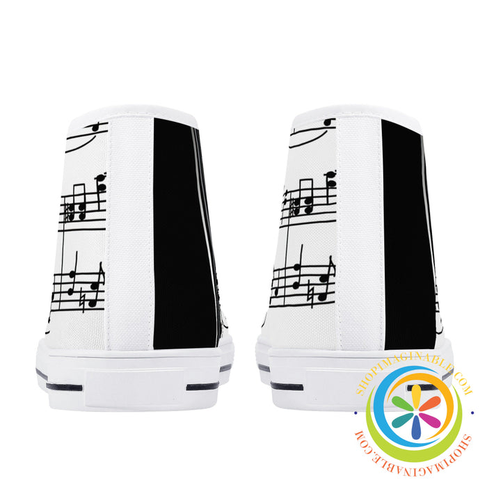 Piano Passion Ladies High Top Canvas Shoes