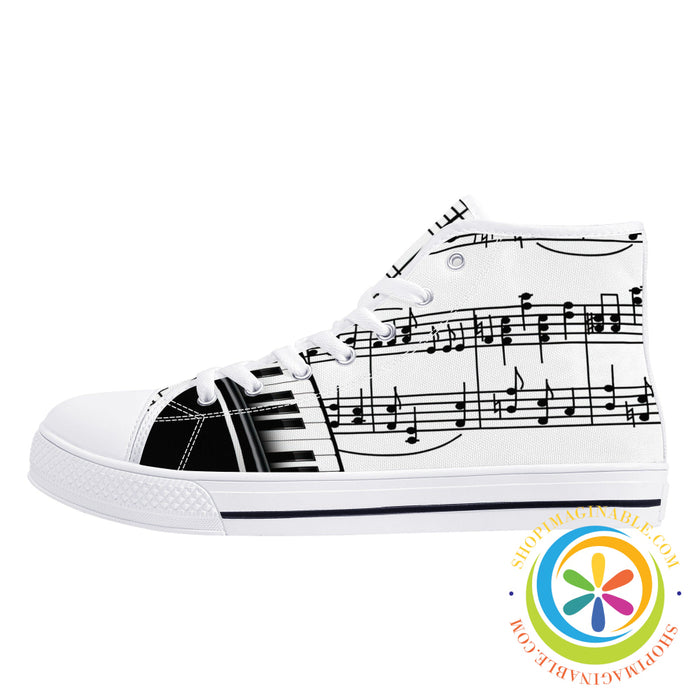 Piano Passion Ladies High Top Canvas Shoes