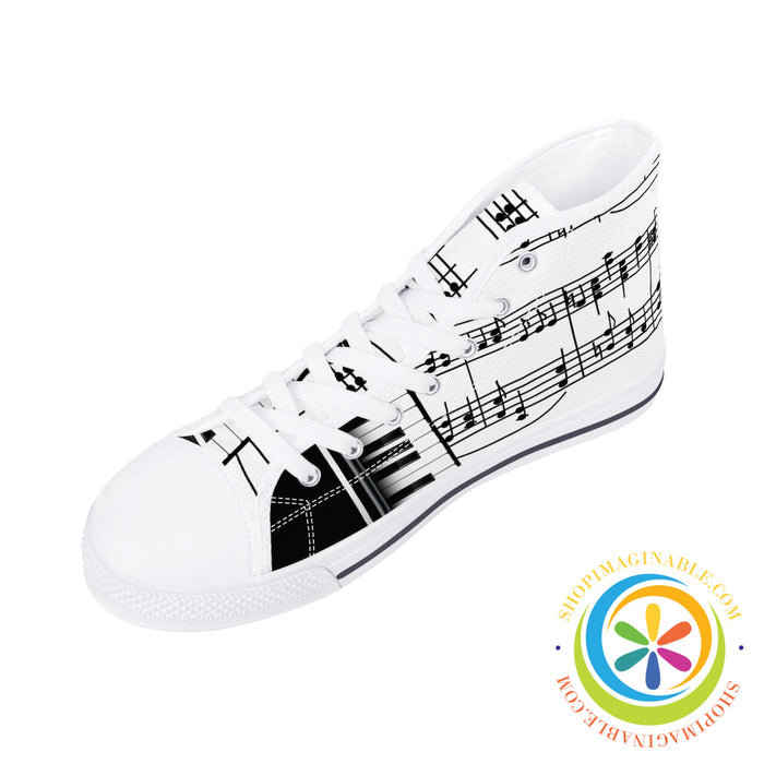 Piano Passion Ladies High Top Canvas Shoes