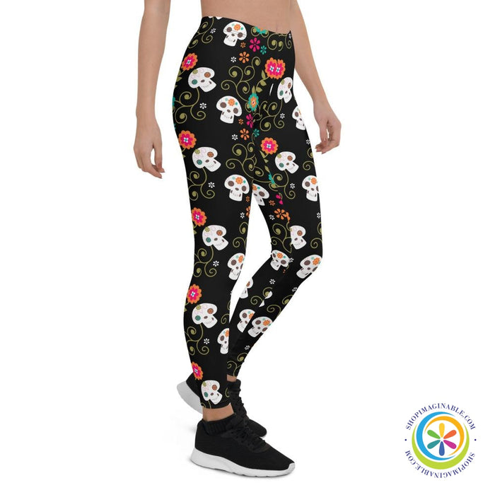 Pretty Skulls Full Length Leggings-ShopImaginable.com