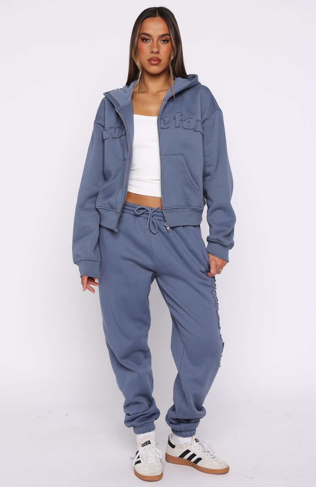From The Archives Lexi Boxy Zip Front Hoodie Ocean