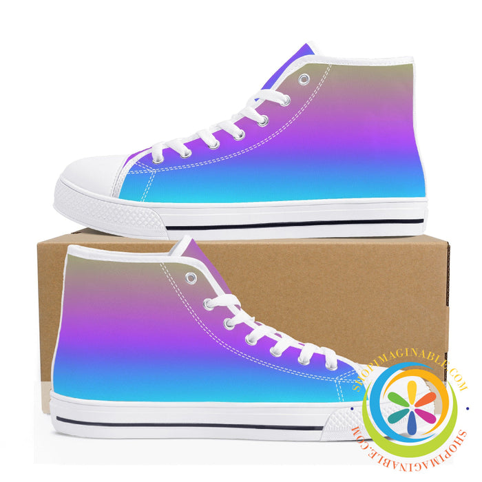 Rainbow Pride Ladies High Top Canvas Shoes-ShopImaginable.com