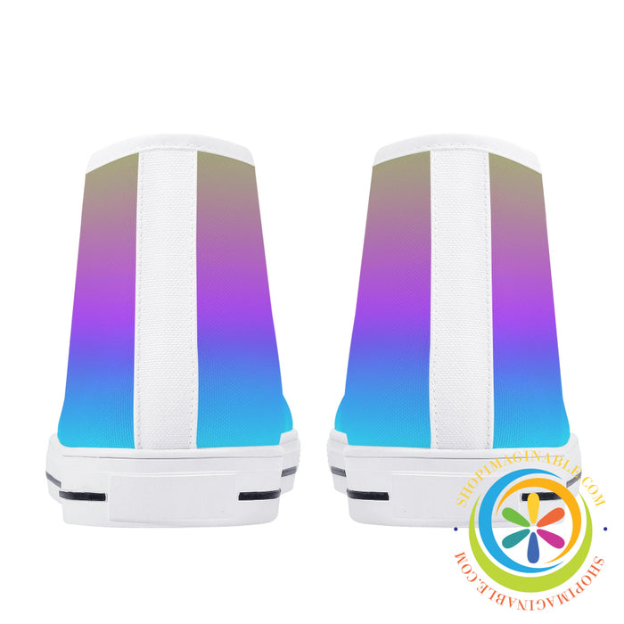 Rainbow Pride Ladies High Top Canvas Shoes-ShopImaginable.com