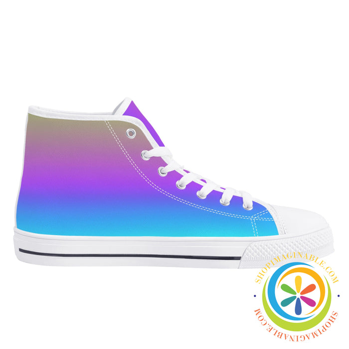 Rainbow Pride Ladies High Top Canvas Shoes-ShopImaginable.com