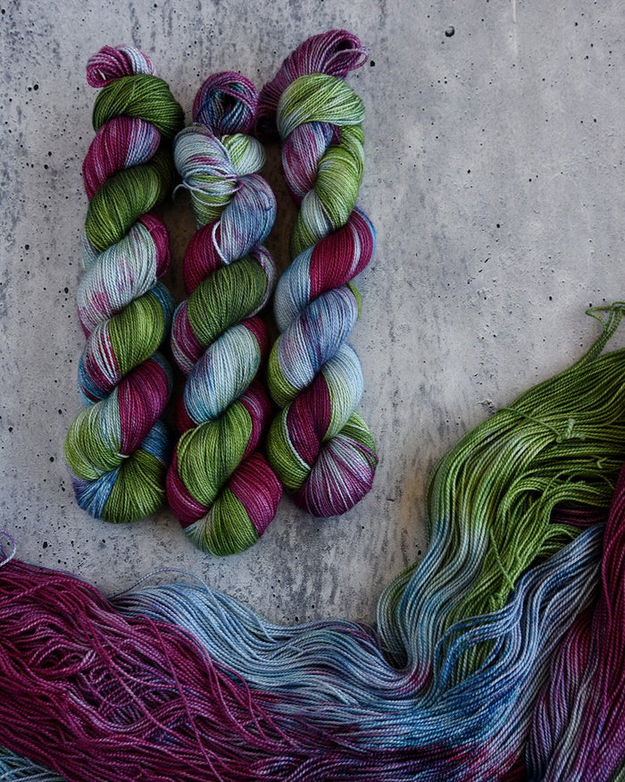 Destination Yarn fingering weight yarn First Class Silk Red Lotus Lake