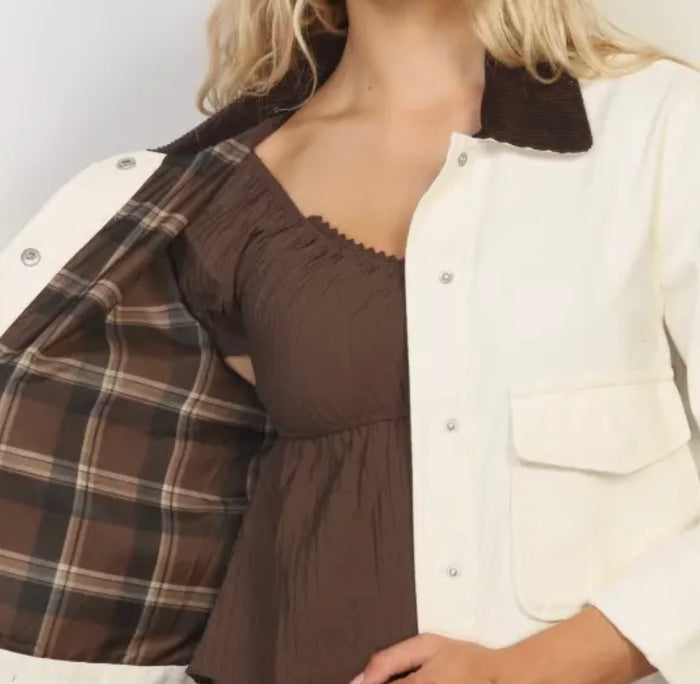 RESTOCK :: Faded Wash Canvas Barn Jacket - Ecru
