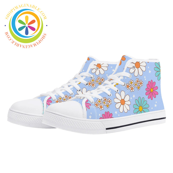 Retro 80S Floral Ladies High Top Canvas Shoes