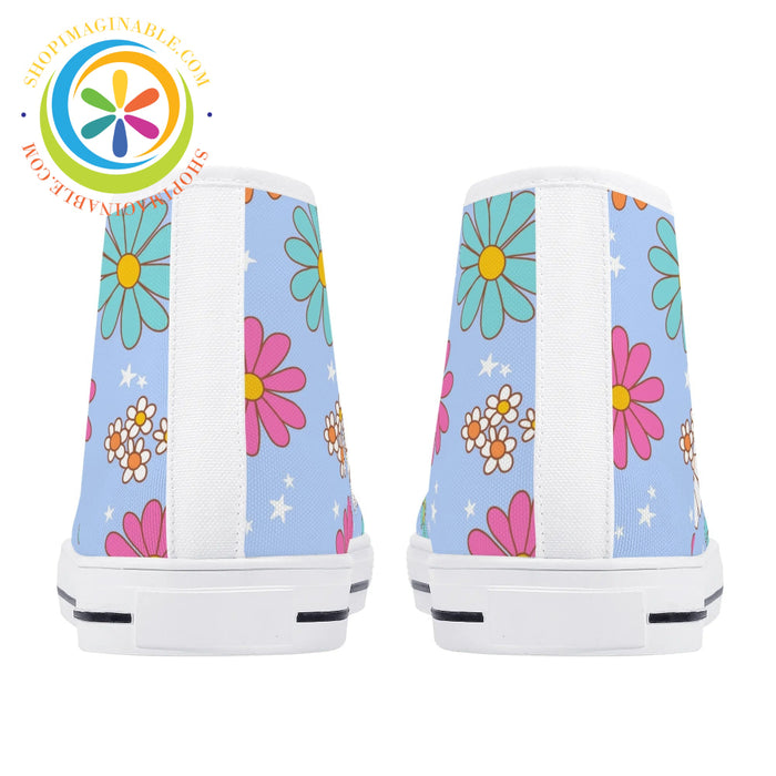 Retro 80S Floral Ladies High Top Canvas Shoes