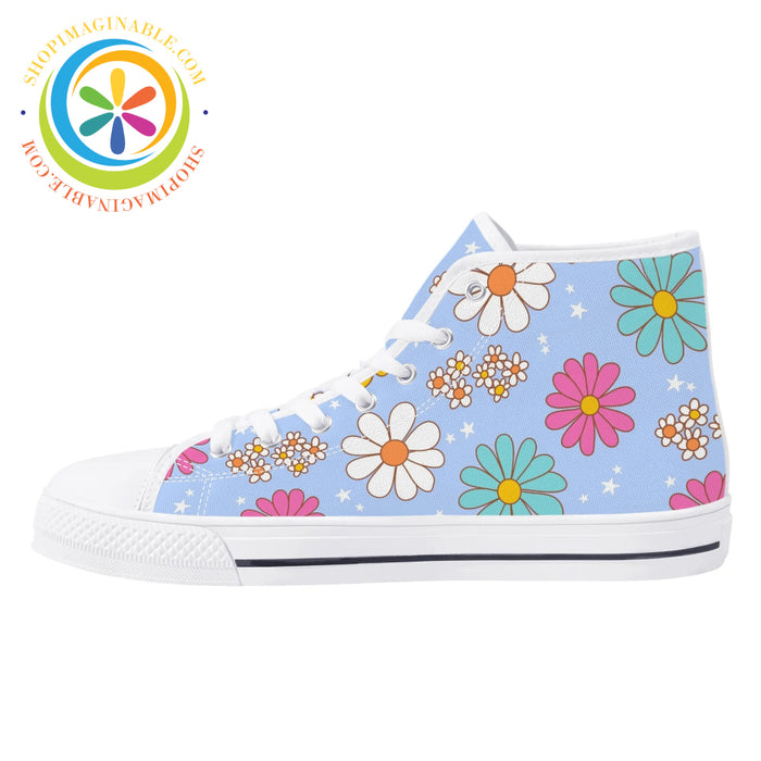 Retro 80S Floral Ladies High Top Canvas Shoes