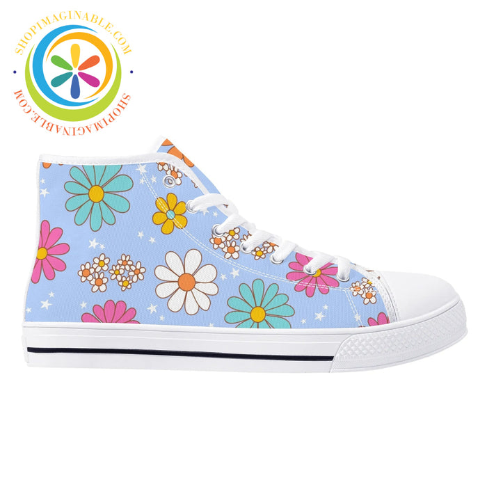 Retro 80S Floral Ladies High Top Canvas Shoes