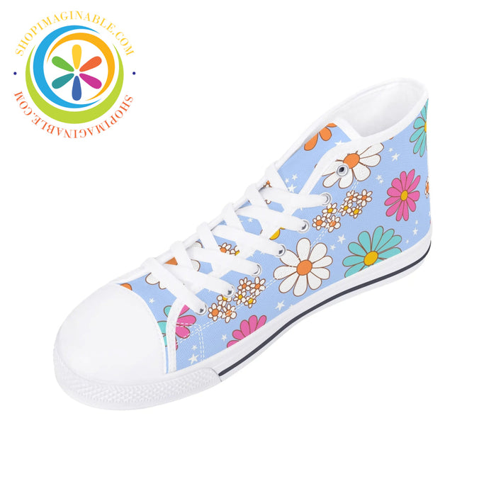 Retro 80S Floral Ladies High Top Canvas Shoes