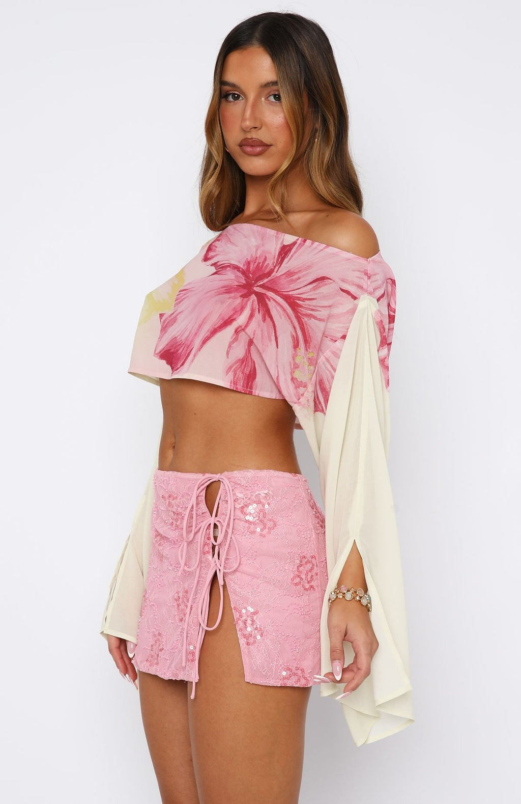 Goddess You Sequin Mini Skirt Pink