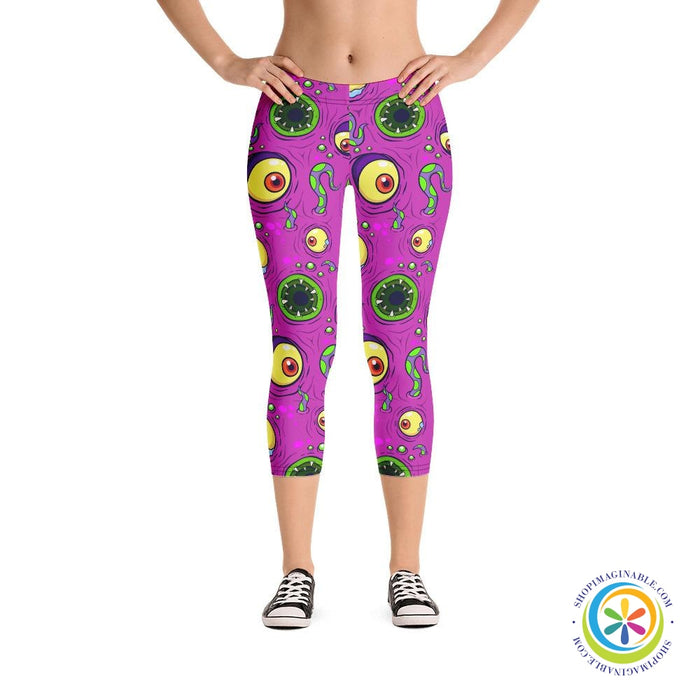 Scary Cute Monster Capri Leggings-ShopImaginable.com