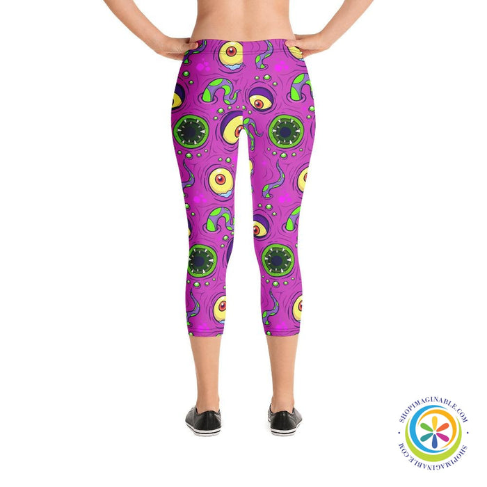 Scary Cute Monster Capri Leggings-ShopImaginable.com