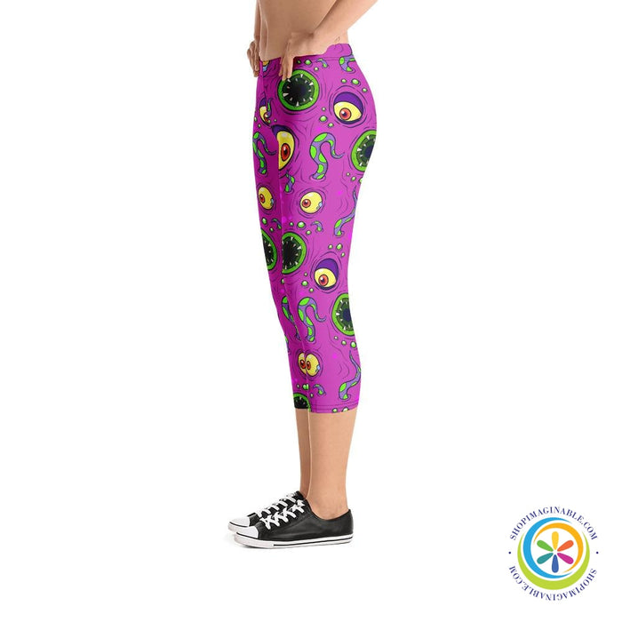 Scary Cute Monster Capri Leggings-ShopImaginable.com