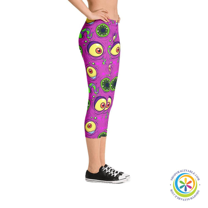 Scary Cute Monster Capri Leggings-ShopImaginable.com